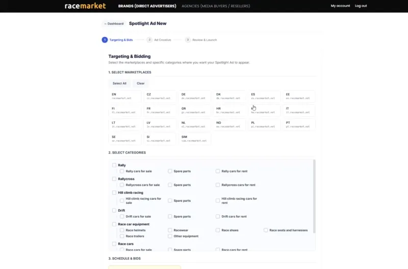 The RaceMarket Apex campaign dashboard